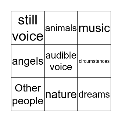 Hearing God's Voice Bingo Card