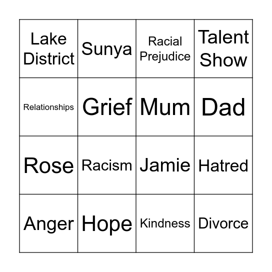 My Sister Lives on The Mantlepiece Bingo Card