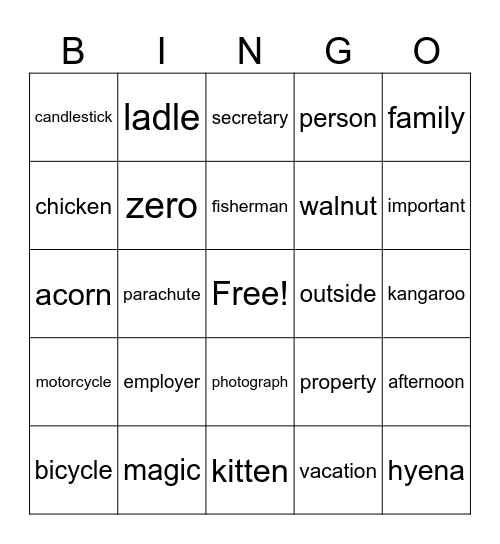 Untitled Bingo Card