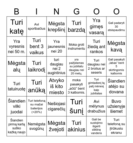 Gimce Bingo Card