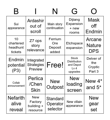 Endfield 1.4 Bingo Card