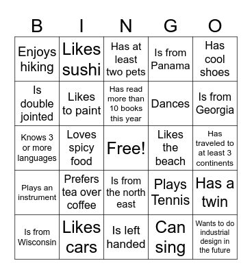 Find someone who... Bingo Card