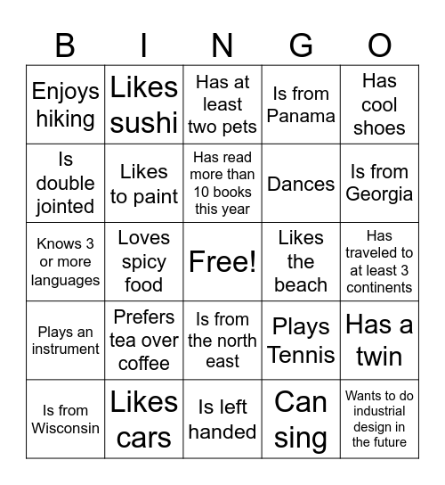 Find someone who... Bingo Card