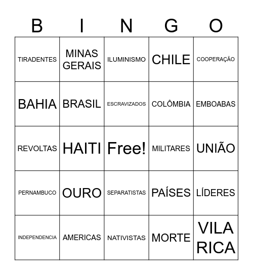 HISTORIA Bingo Card
