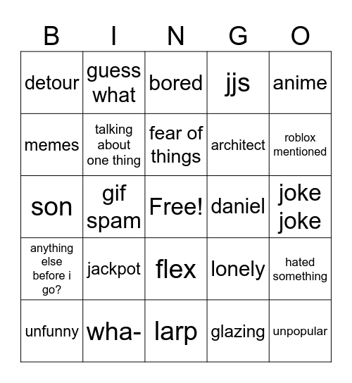 What? Friend Bingo Card
