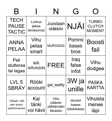Cat bingo Card