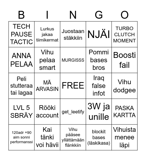 Cat bingo Card