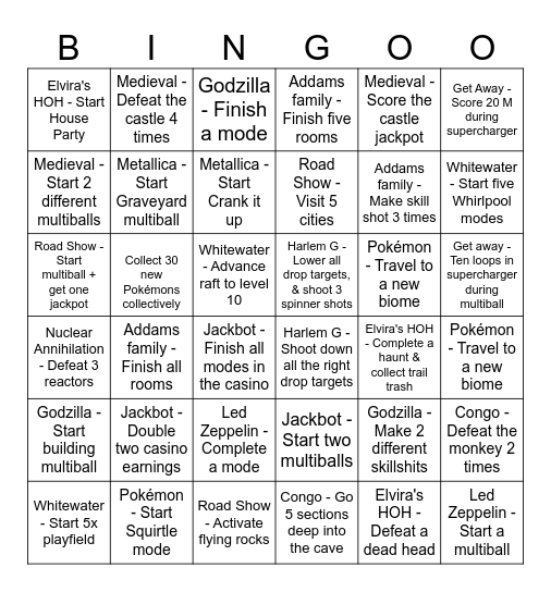 BEAR & BEAVER PINBALL SUMMER CAMP Bingo Card