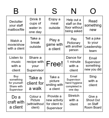 BISNO WELLNESS BINGO Card