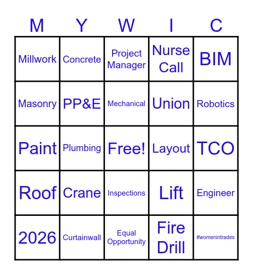 Construction Bingo Card
