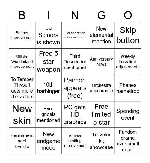 Snezhnaya bingo Card