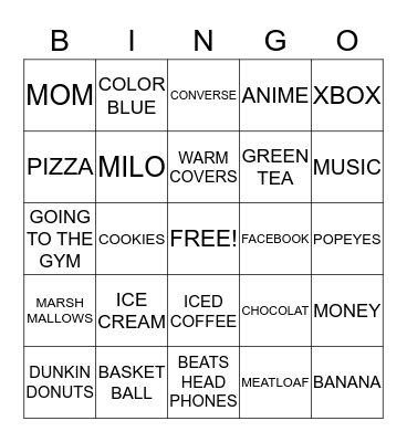 Things Rasheed Likes BINGO Card