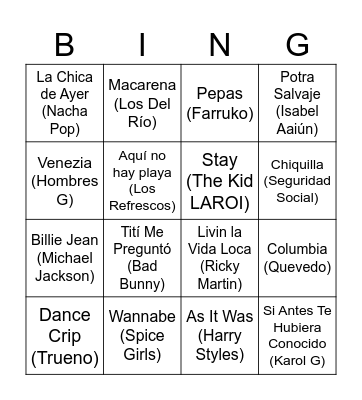 ¡Que suene la Música! Bingo Card