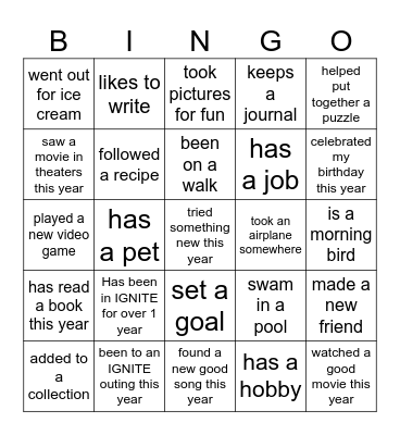 Signature Bingo! Bingo Card