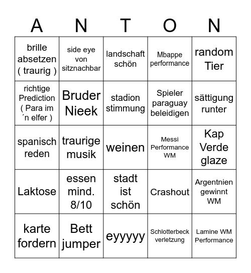 Visca Barca Bingo Card