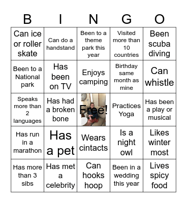 Erin’s shower Bingo Card