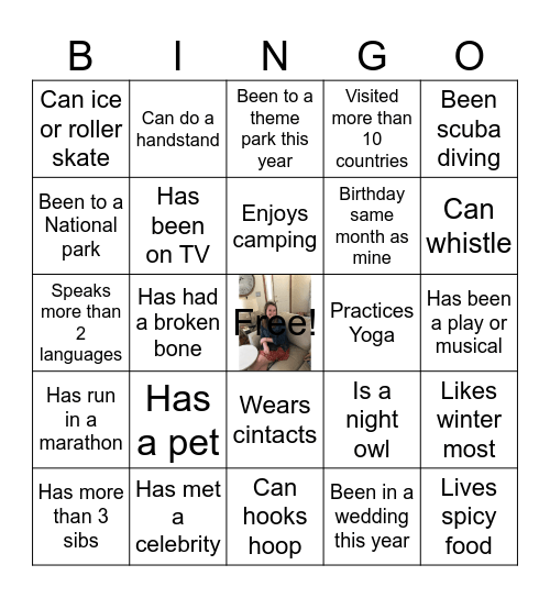 Erin’s shower Bingo Card