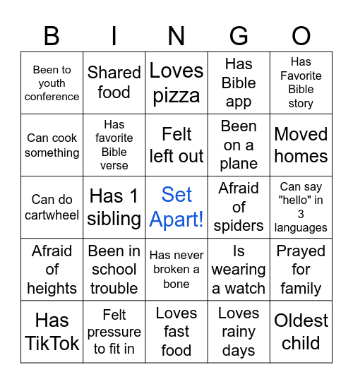 Human Bingo Card