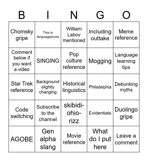 Untitled Bingo Card