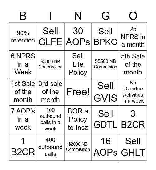 Benefits BINGO Card