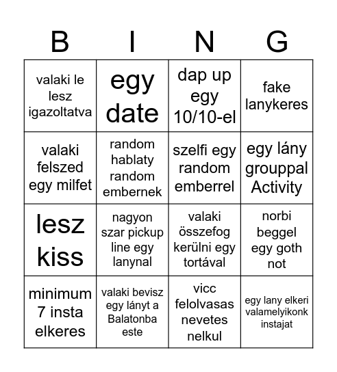 cigány Bingo Card