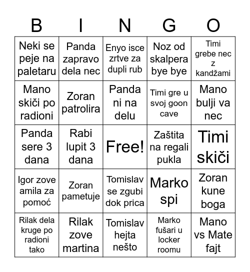 Gastro Tim Bingo Card