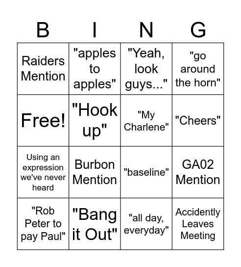 Kevvin Bingo Card Bingo Card