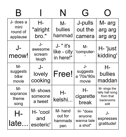 movie day 2 Bingo Card