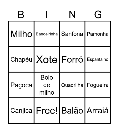 São João dos Ribeirinhos Bingo Card