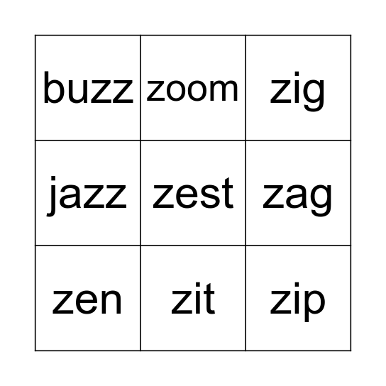 hearing z-bingo Card