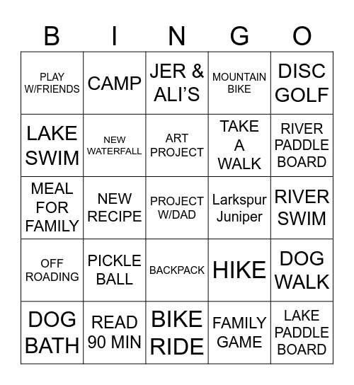 SUMMER FUN Bingo Card