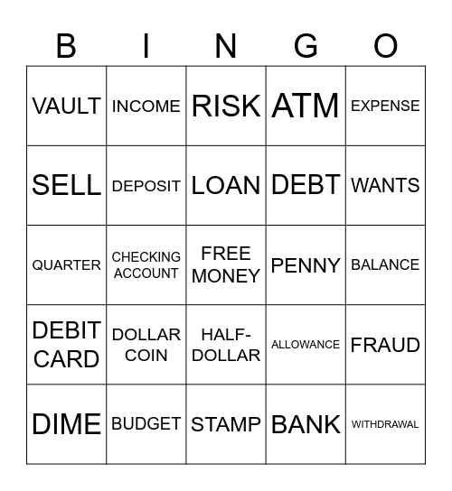 BANKING BINGO Card