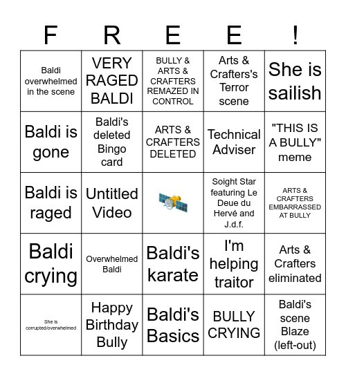 Baldi is Evil Bingo Card Bingo Card