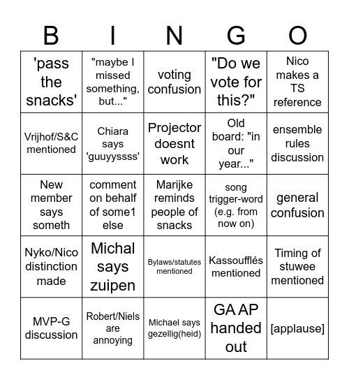 Musilon 67 GA 2026 Bingo Card