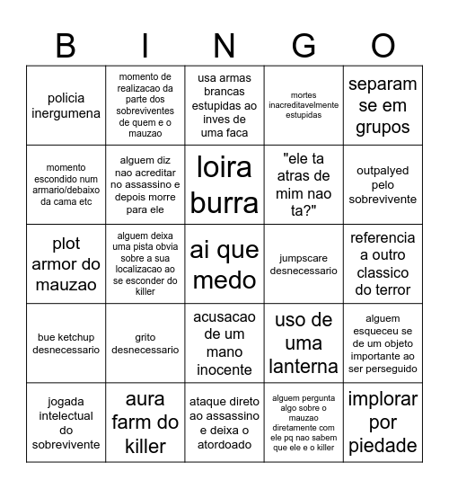 bingo do terrore Bingo Card