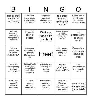 "Career Ready" Bingo Card