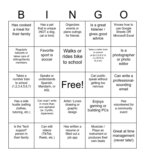 "Career Ready" Bingo Card