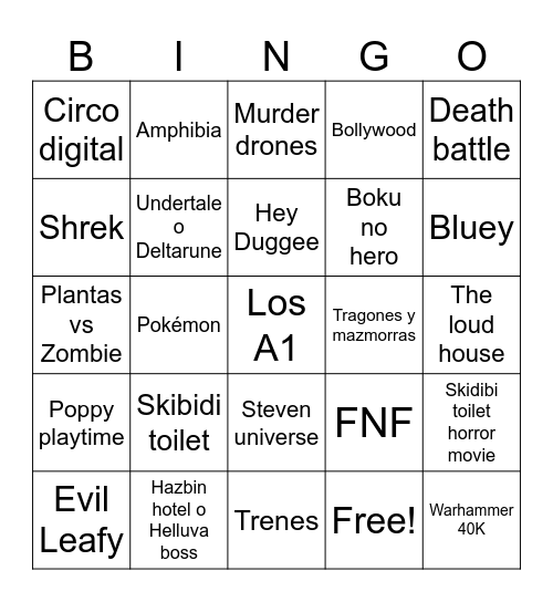 Fandoms autistas y religió fenaccorale Bingo Card