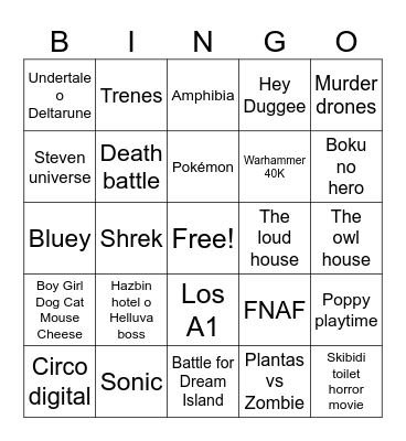 Fandoms autistas Bingo Card