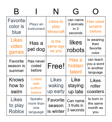 Find Someone Who..... Bingo Card
