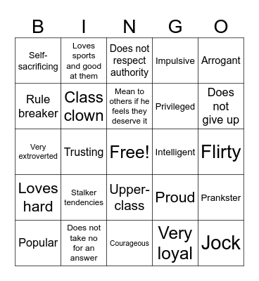 Canon James Potter Bingo Card