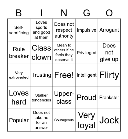Canon James Potter Bingo Card