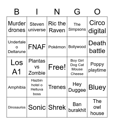 Fandoms autistas Bingo Card