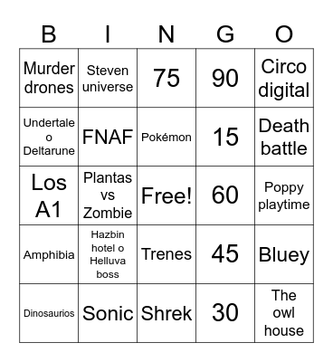 Fandoms autistas Bingo Card