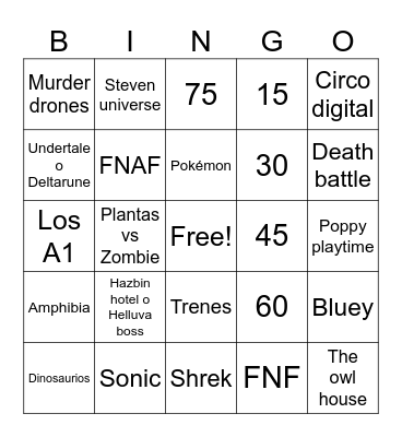 Fandoms autistas Bingo Card