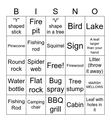 BISNO CAMPING BINGO Card