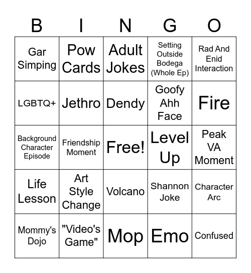 OK K.O. Let's Play Bingo Card