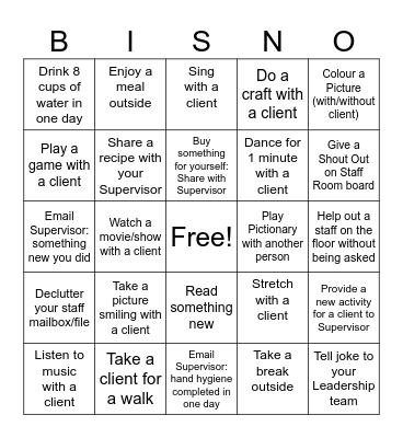 BISNO WELLNESS BINGO Card