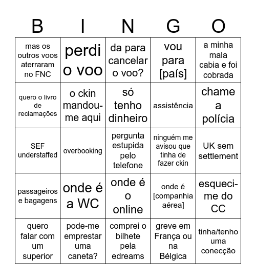 Bingo TKT Groundlink Bingo Card