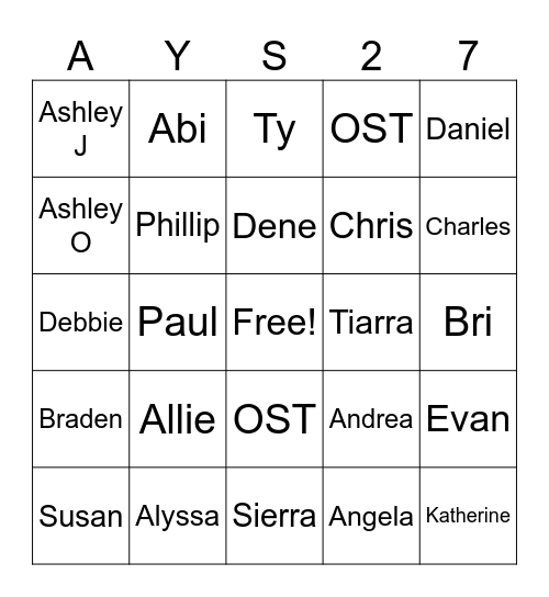 FY 27 Blast Off Bingo Card